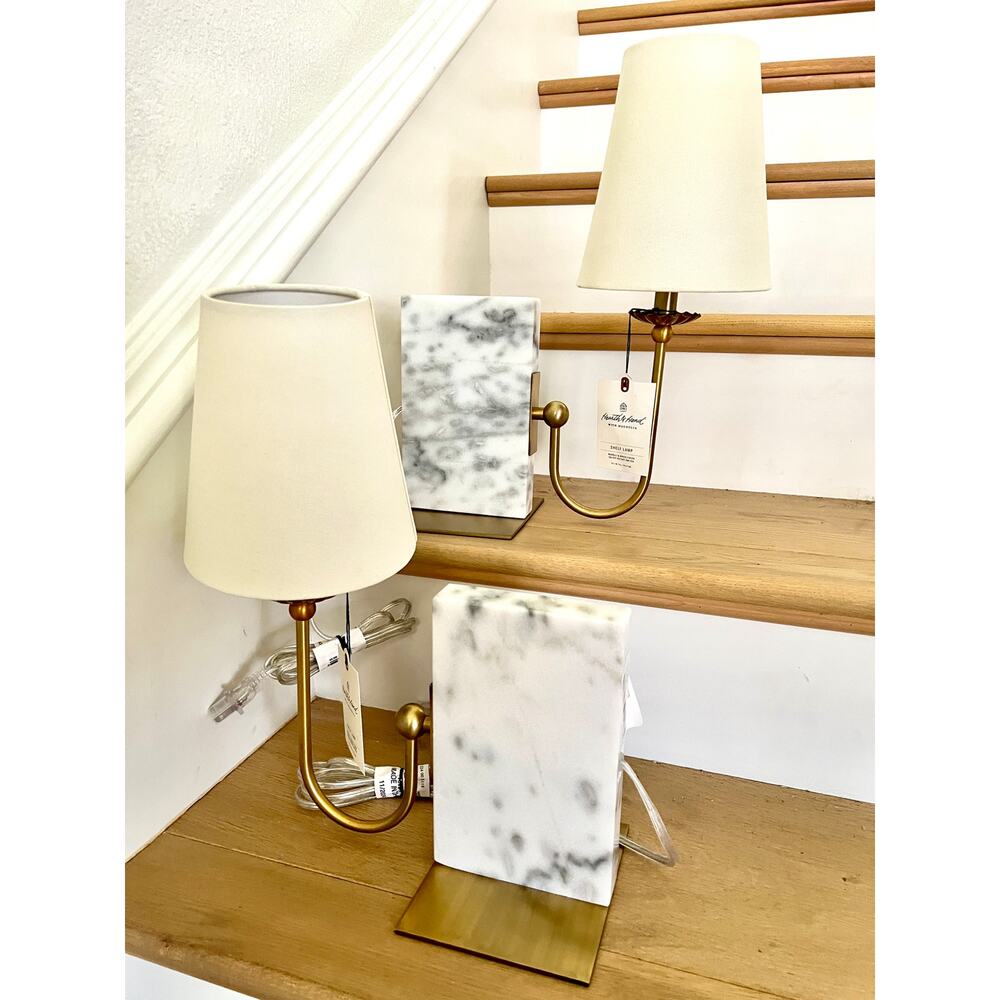 Hearth and Hand Magnolia Marble Bookend Book Shelf Lamp LOT OF 2 FAST SHIPPING